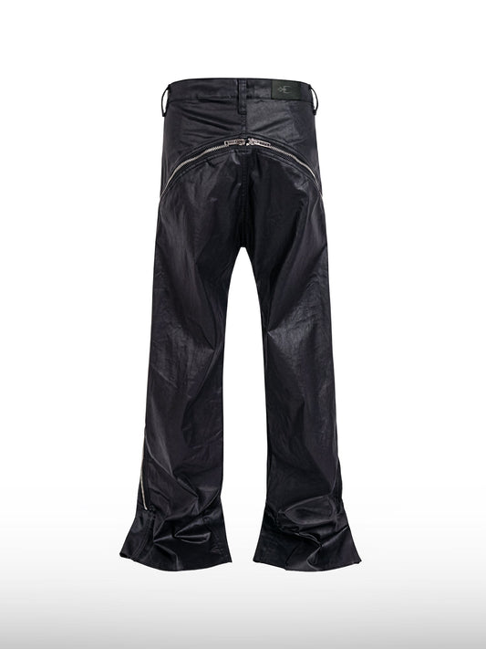 Coated Zipper Straight Jeans