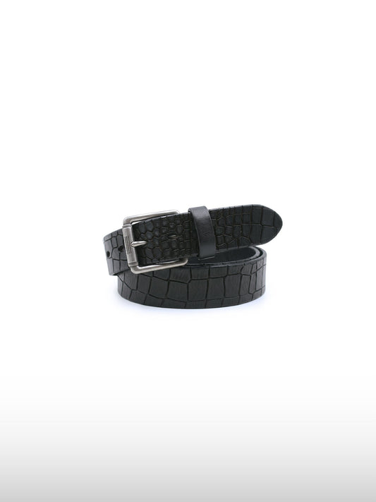 Croc-Embossed Leather Belt