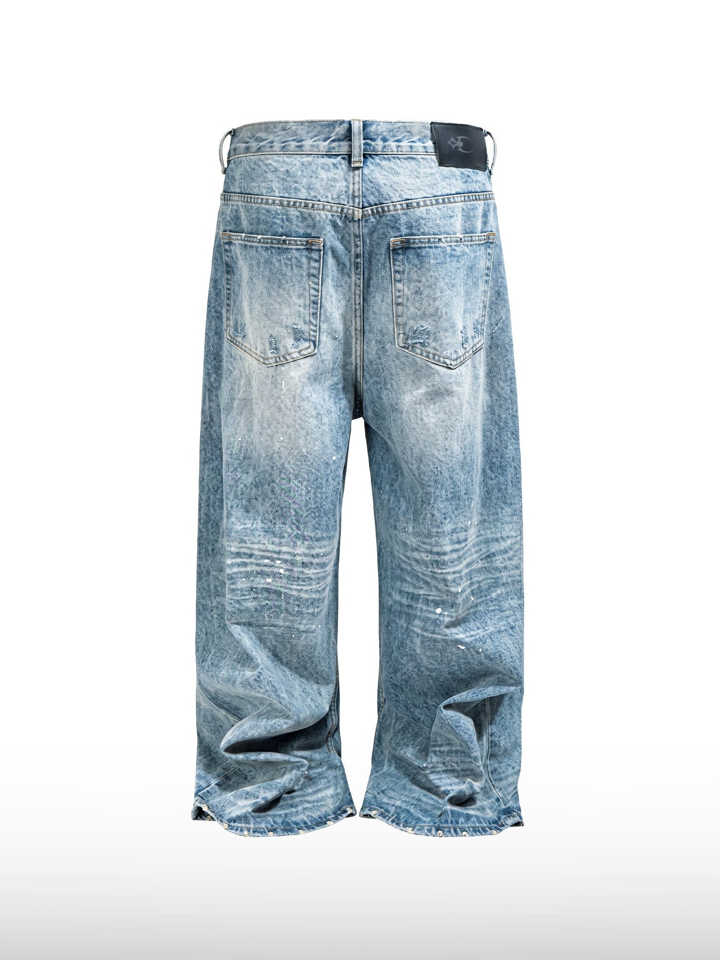 Paint-Splatter Wide Jeans