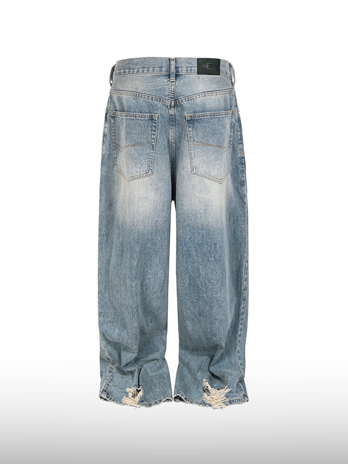 Distressed Straight-Leg Denim Jeans