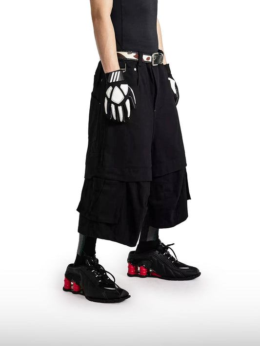 Layered Cargo Streetwear Shorts
