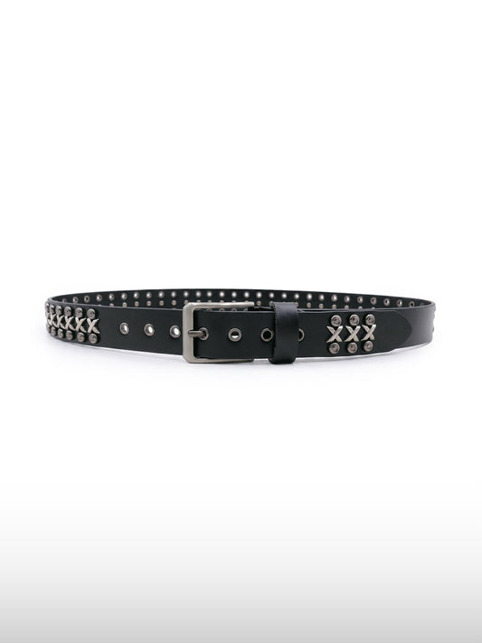 Studded Cross Leather Belt