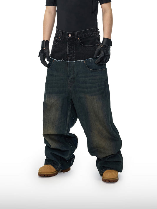 Two-Tone Wide Jeans