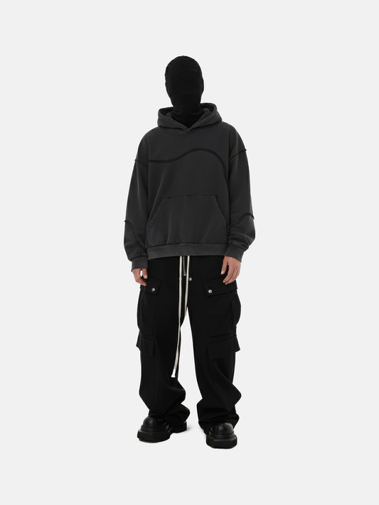Black Wave Seam Hoodie