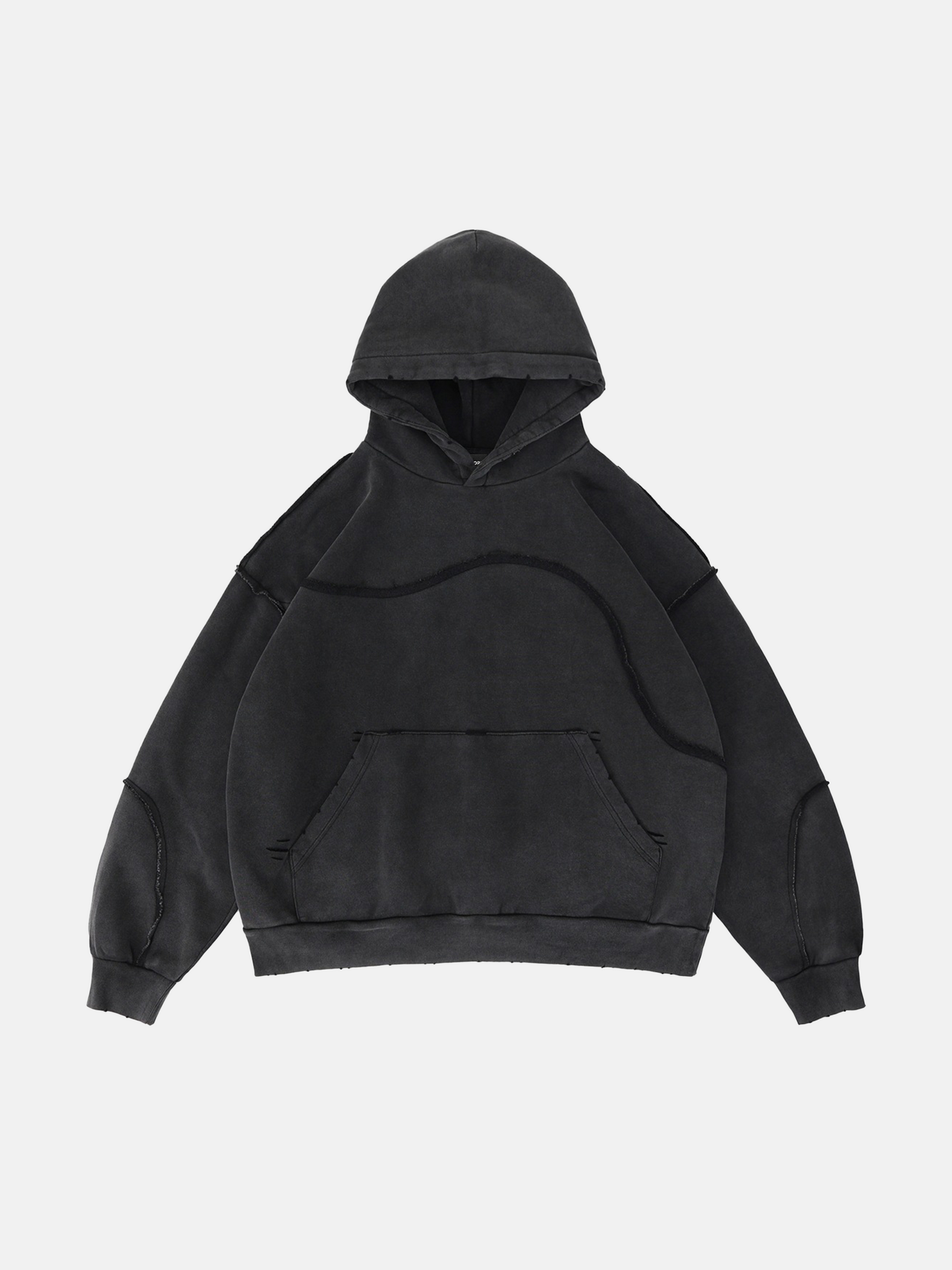 Black Wave Seam Hoodie