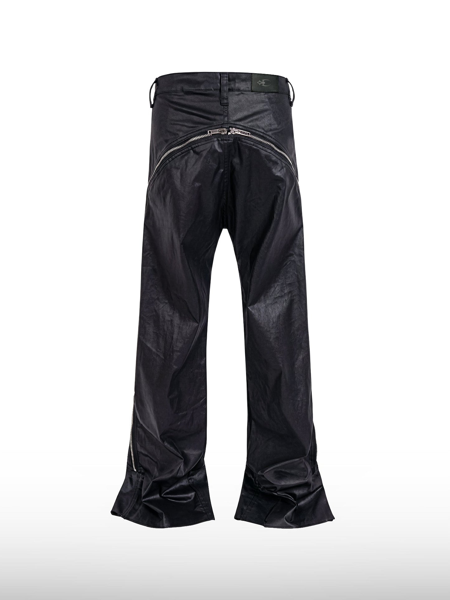 Coated Zipper Straight Jeans