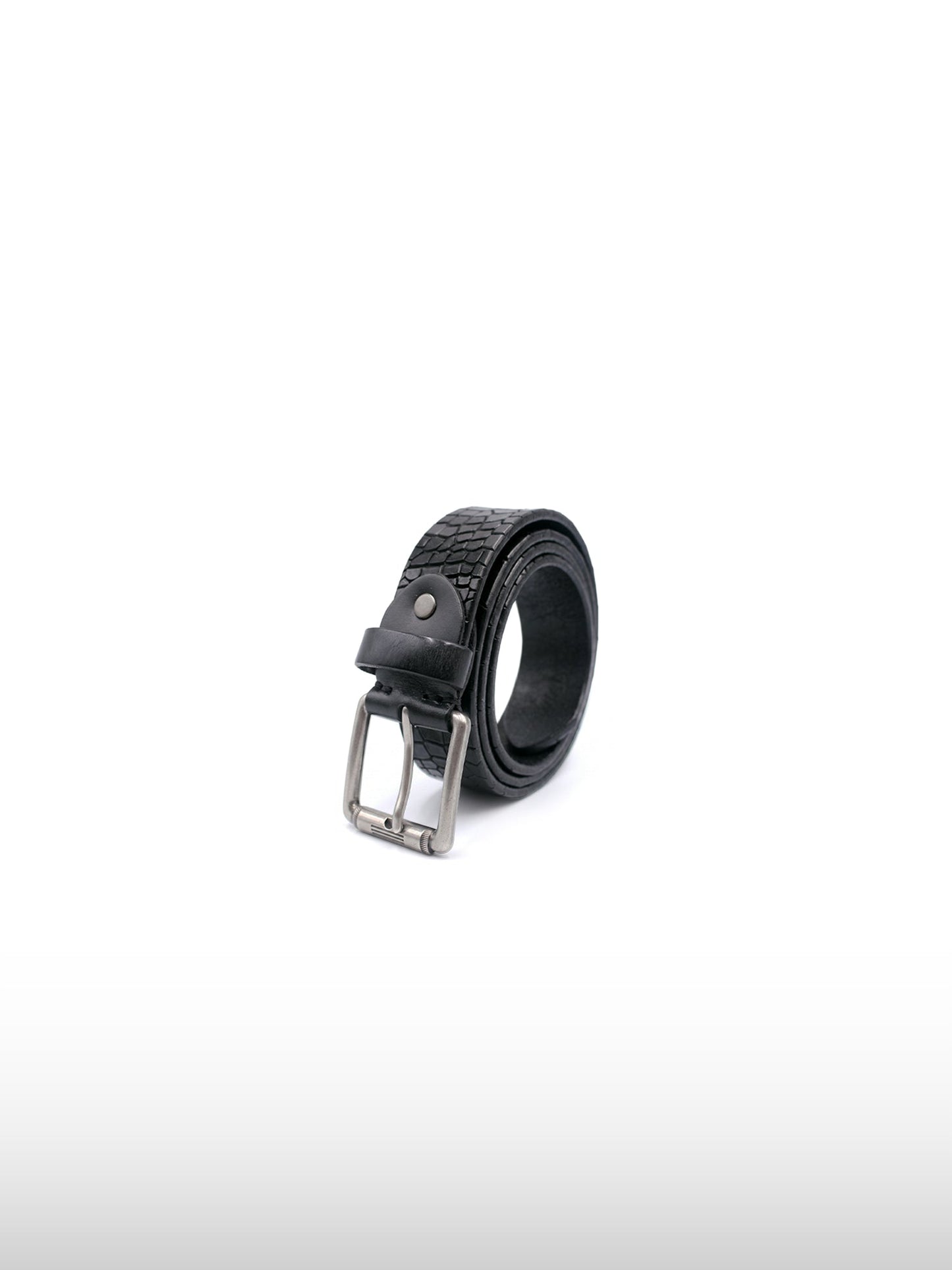Croc-Embossed Leather Belt