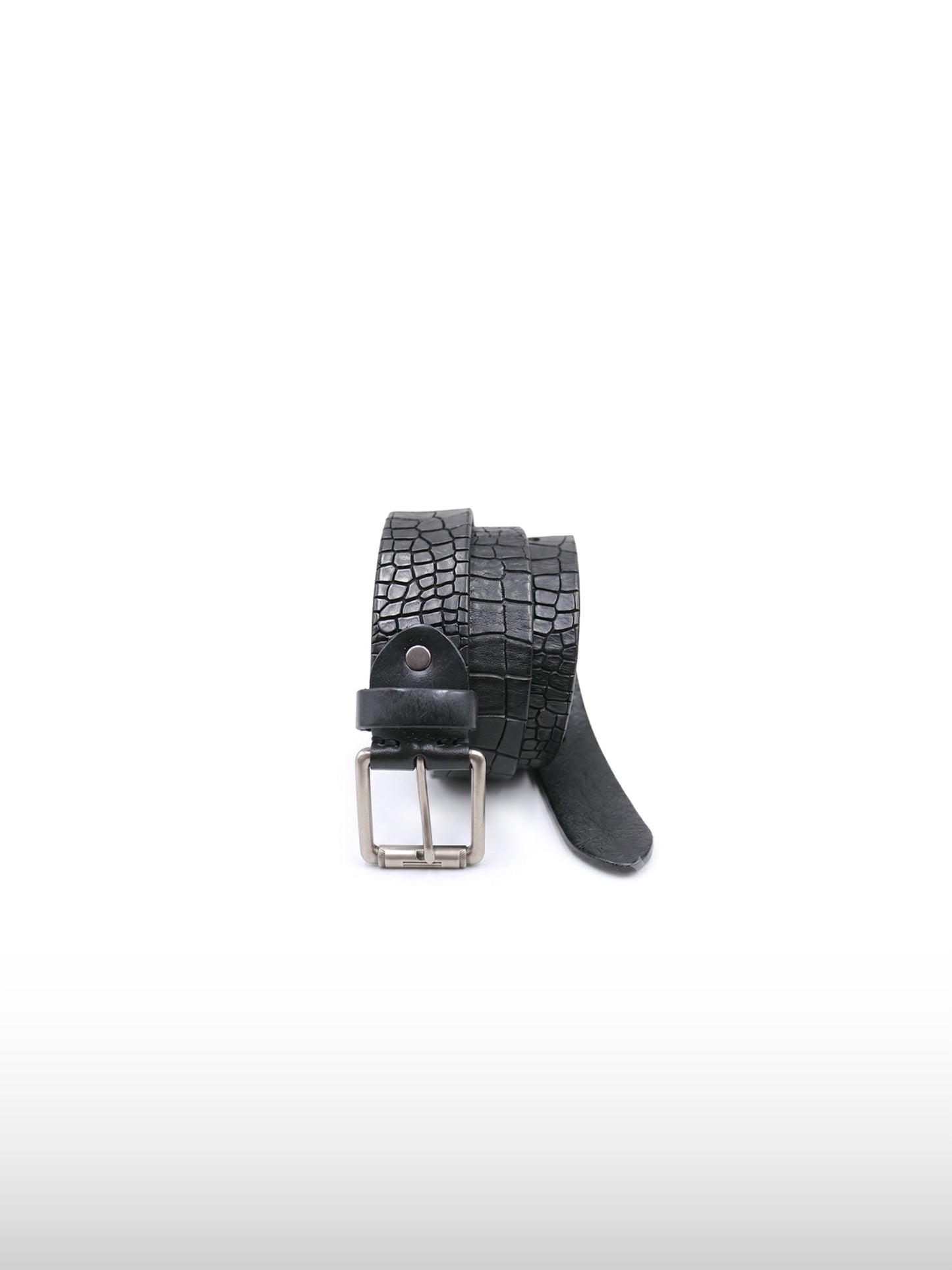 Croc-Embossed Leather Belt