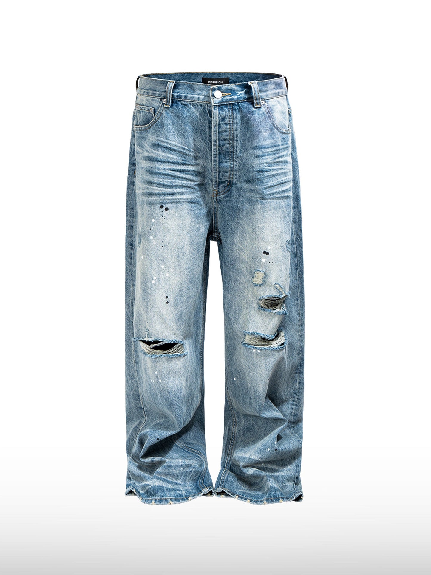 Paint-Splatter Wide Jeans