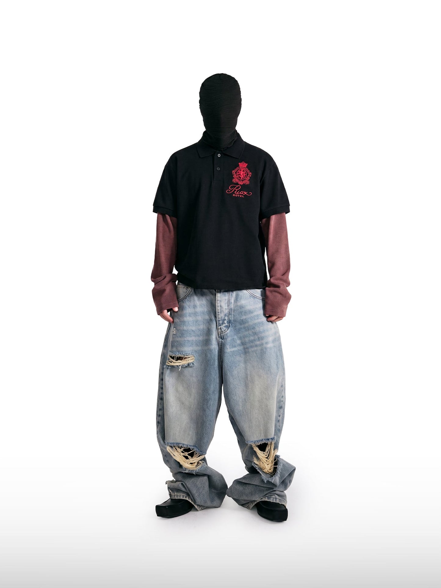 Distressed Straight-Leg Denim Jeans