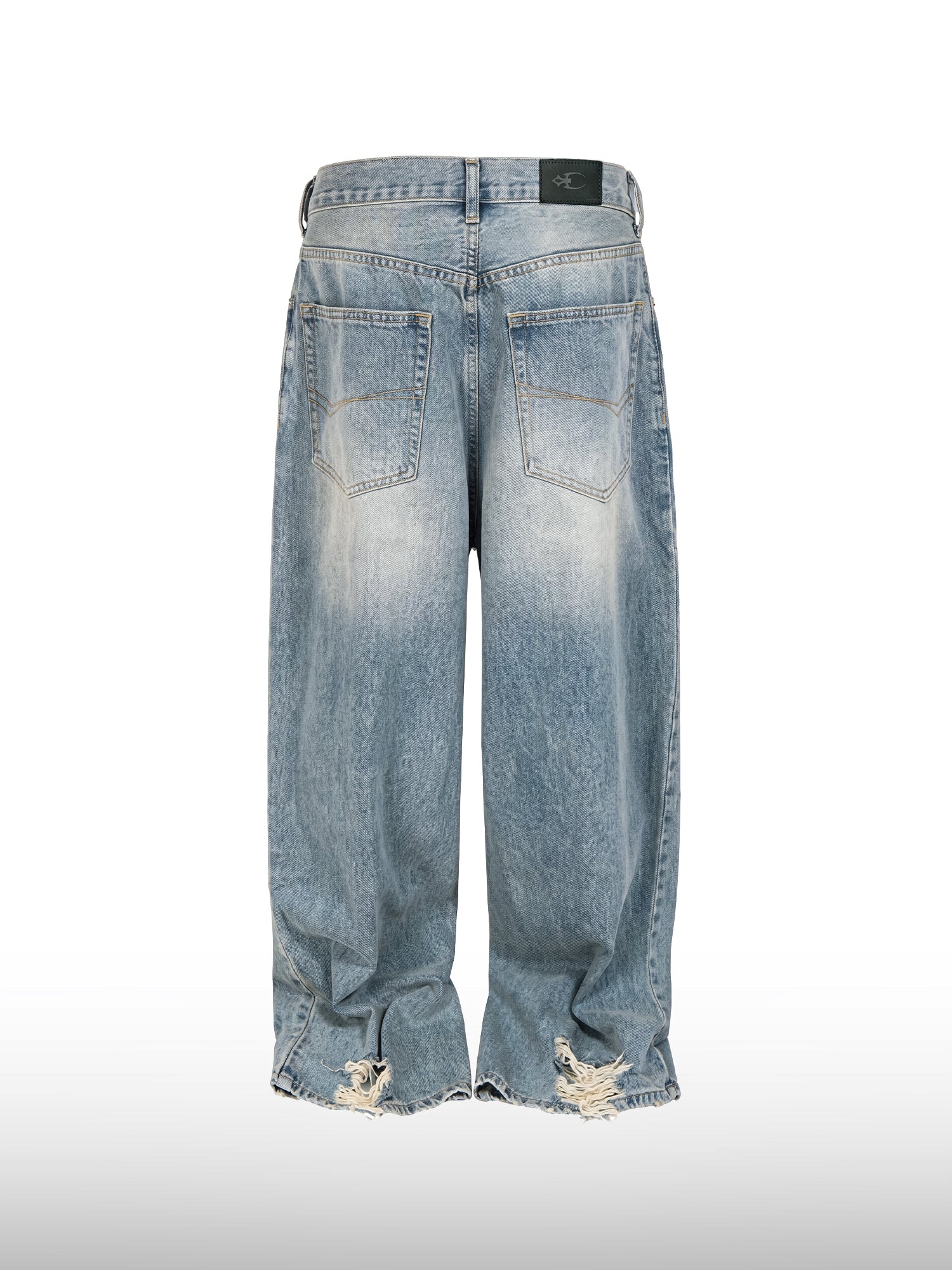 Distressed Straight-Leg Denim Jeans