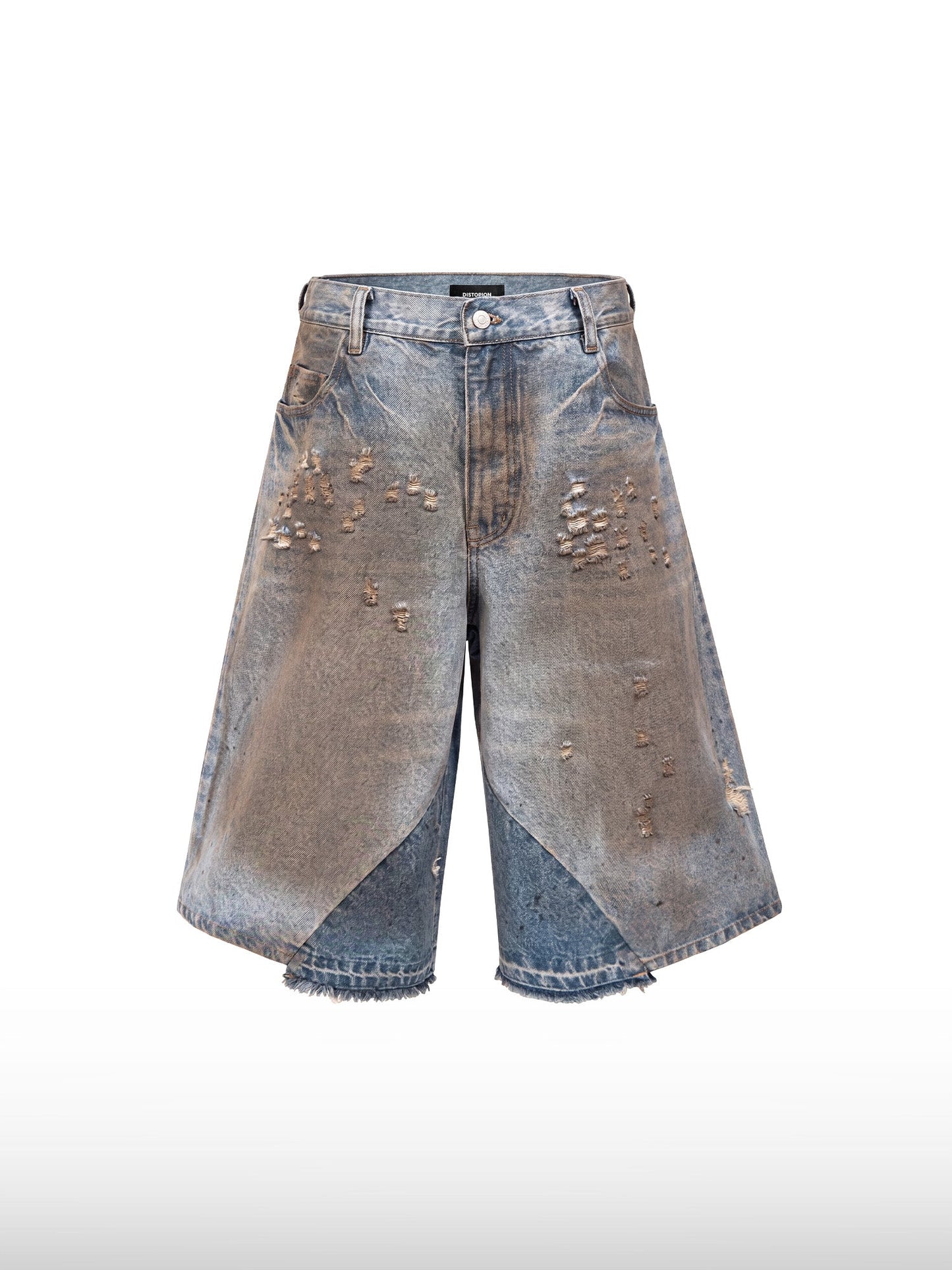 Distressed Wide-Leg Denim Shorts