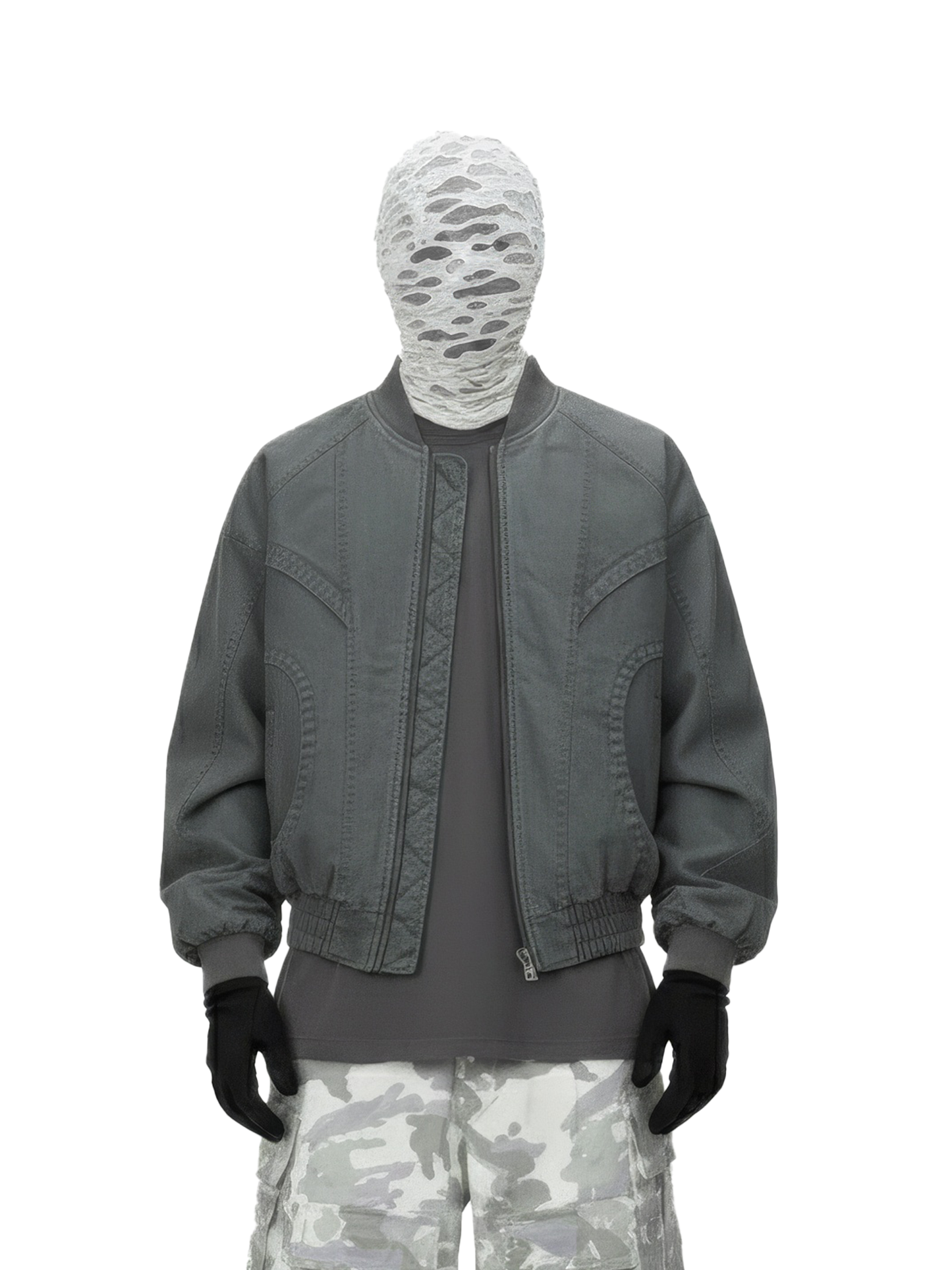 Grey Panel Bomber Jacket