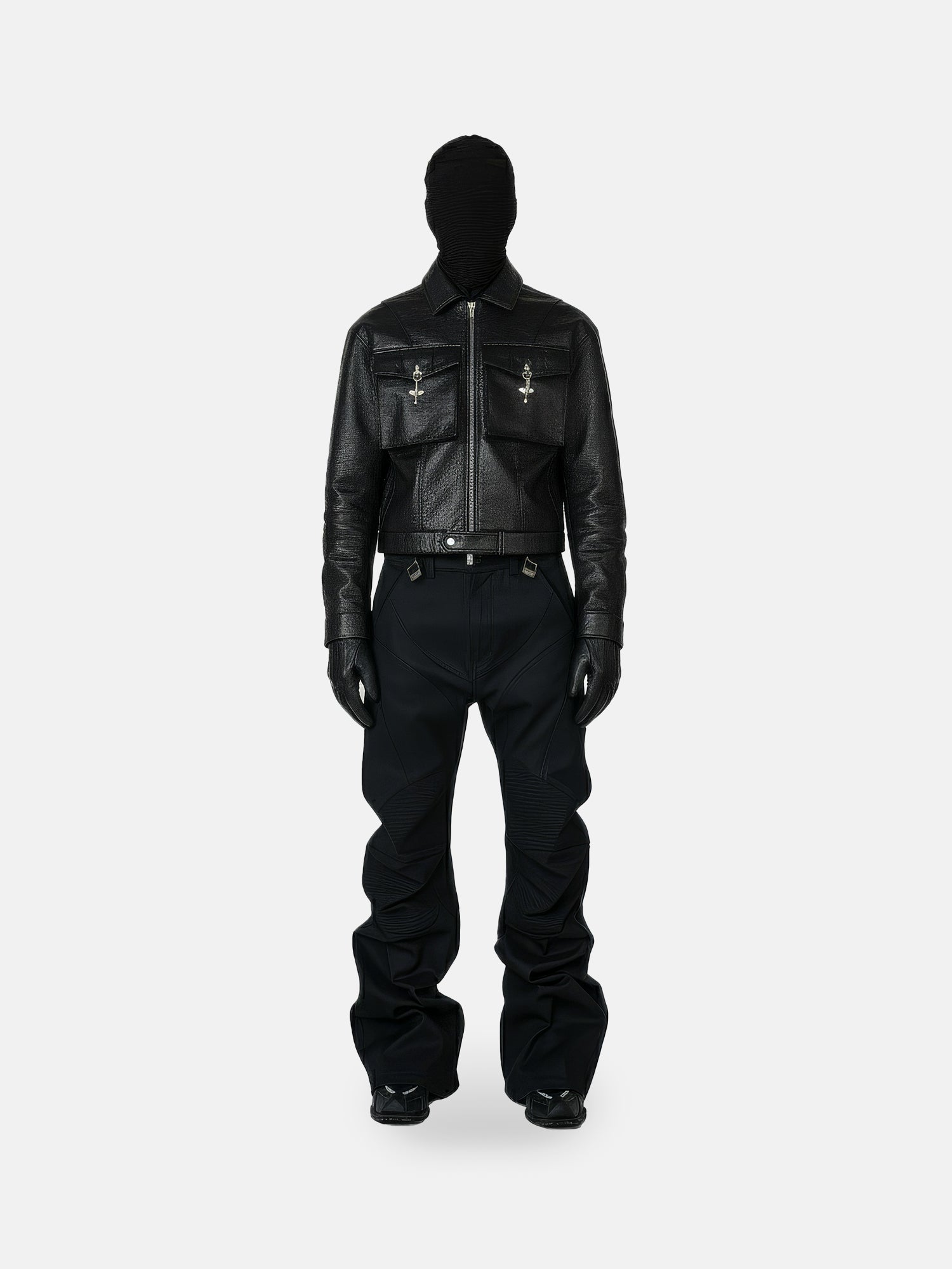 Lock Detail Leather Jacket