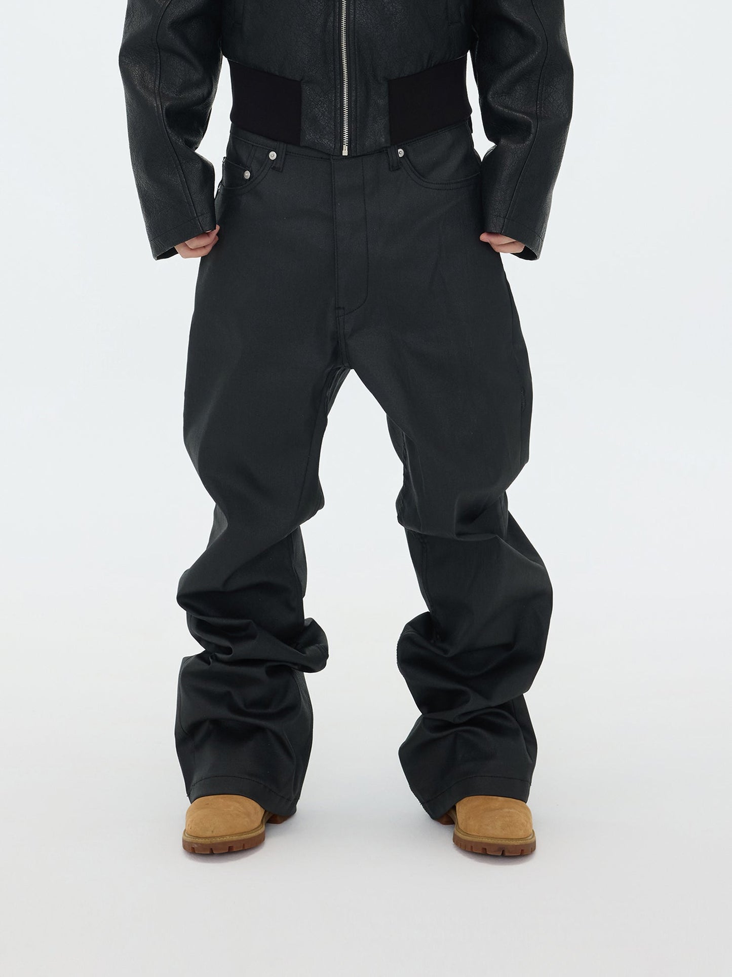 Matte Black Wide-Leg Pants