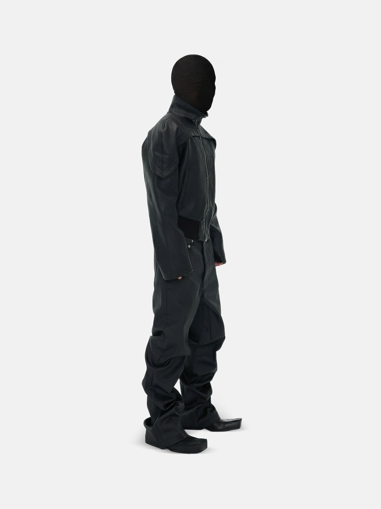 Matte Black Wide-Leg Pants