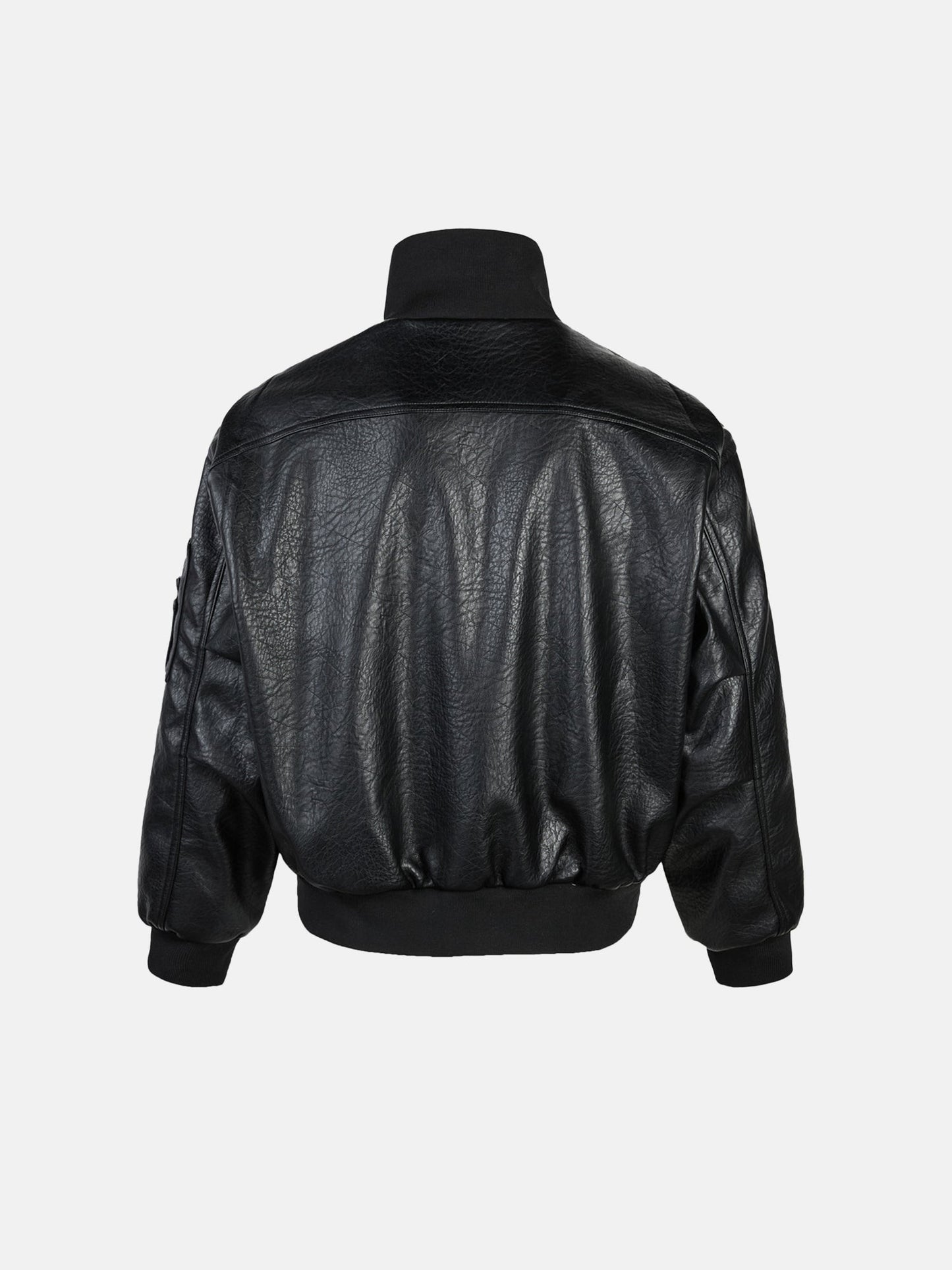 Moto-Style Crinkle Leather Bomber