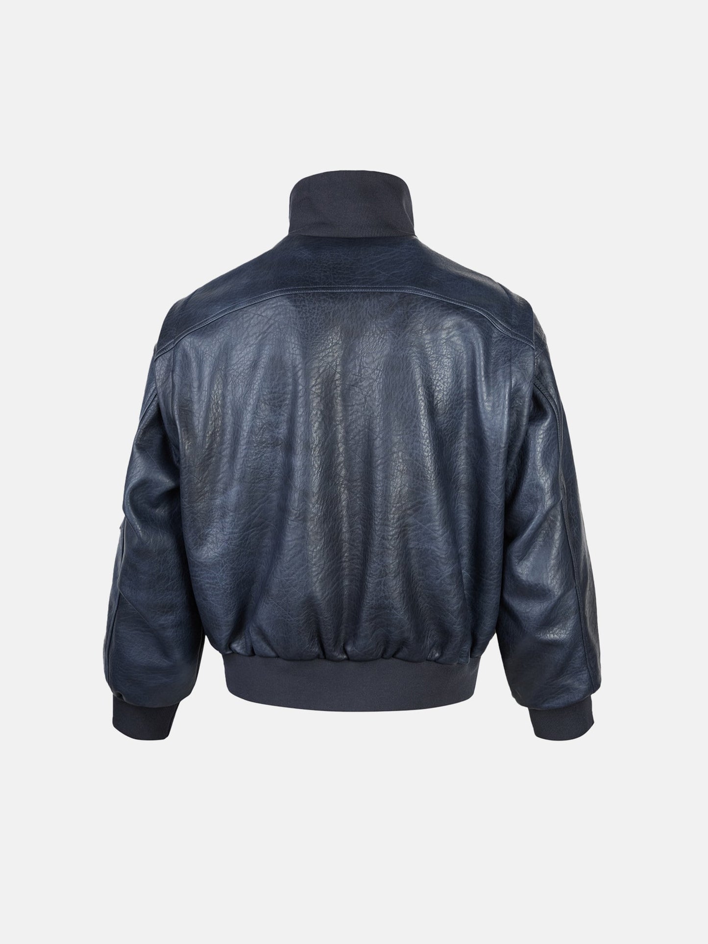 Moto-Style Crinkle Leather Bomber