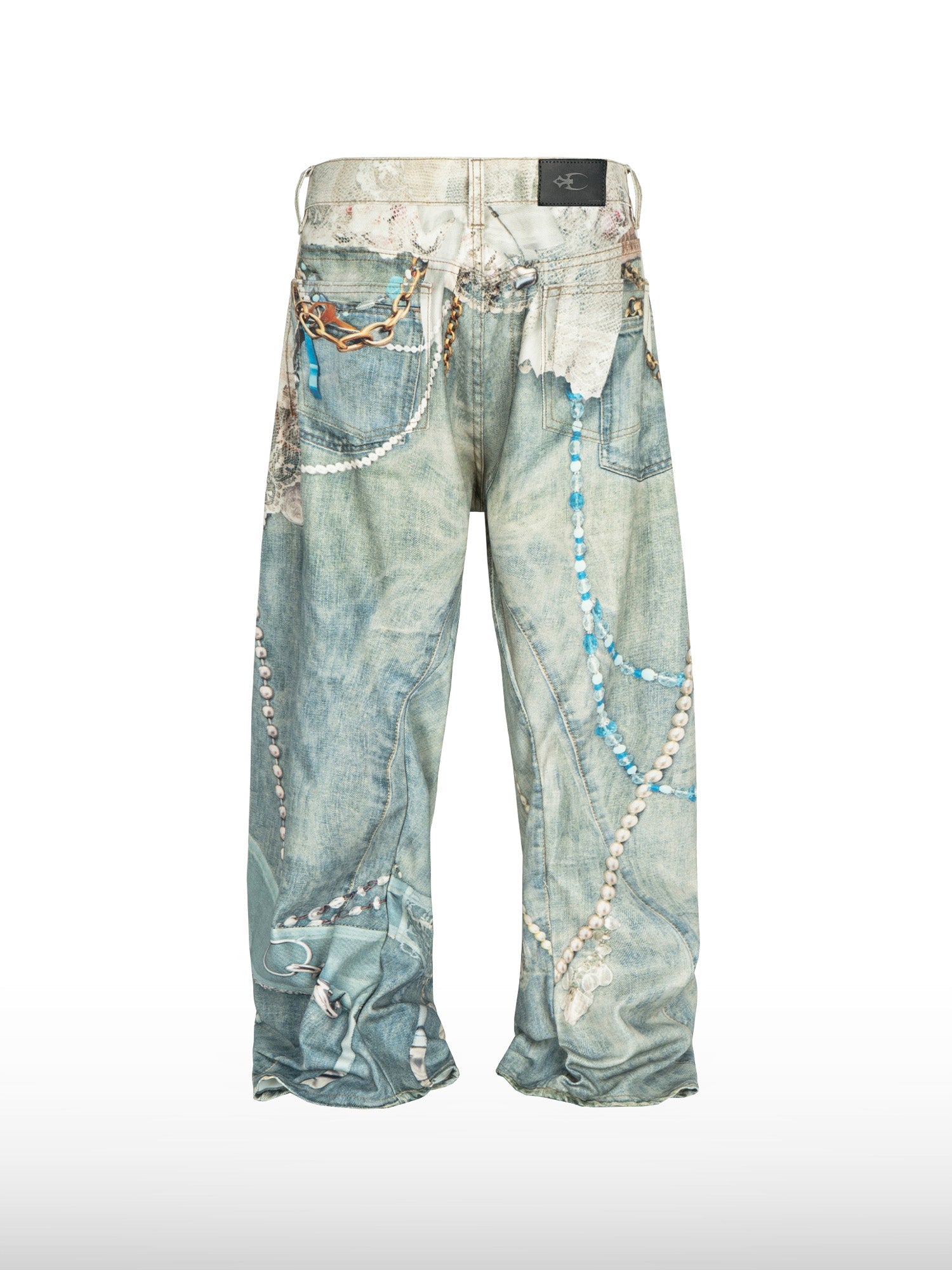 Pearl Print Wide-Leg Pants