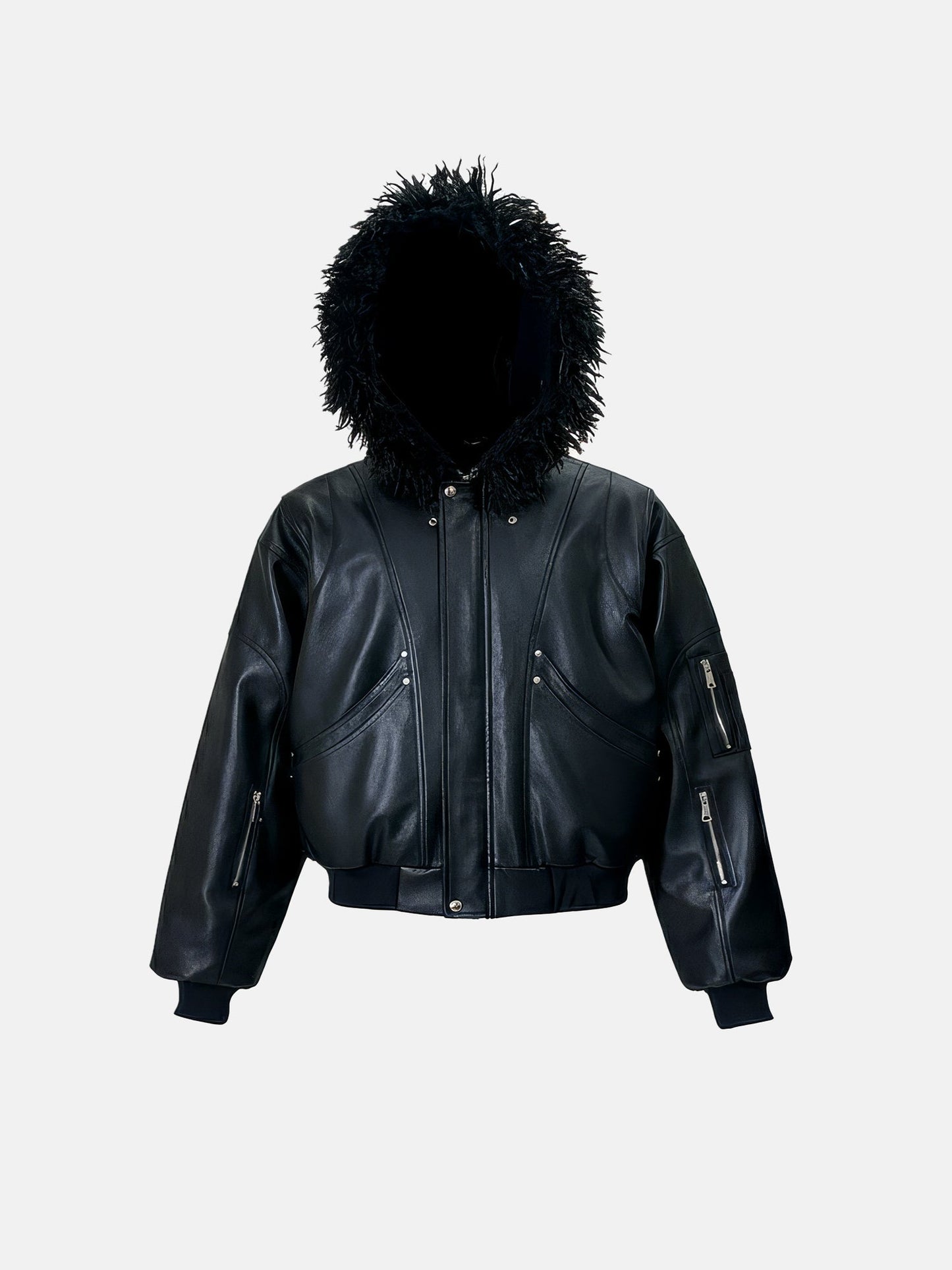 Shadow Faux Leather Hooded Jacket