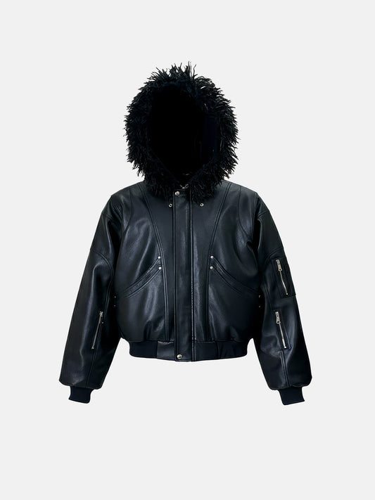 Shadow Faux Leather Hooded Jacket