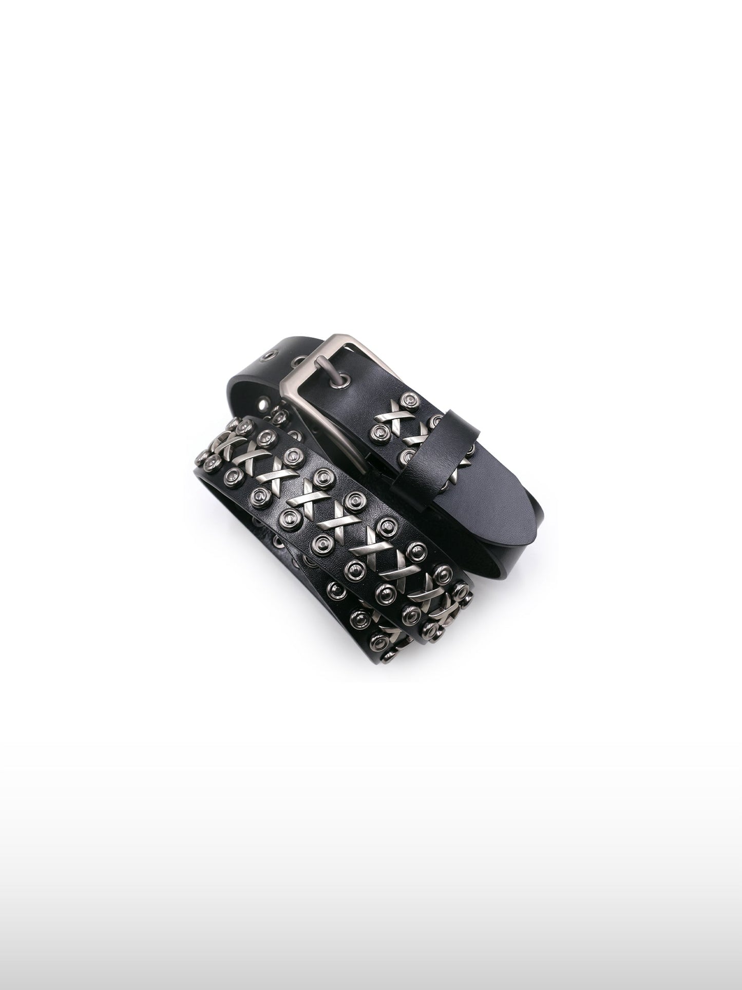 Studded Cross Leather Belt
