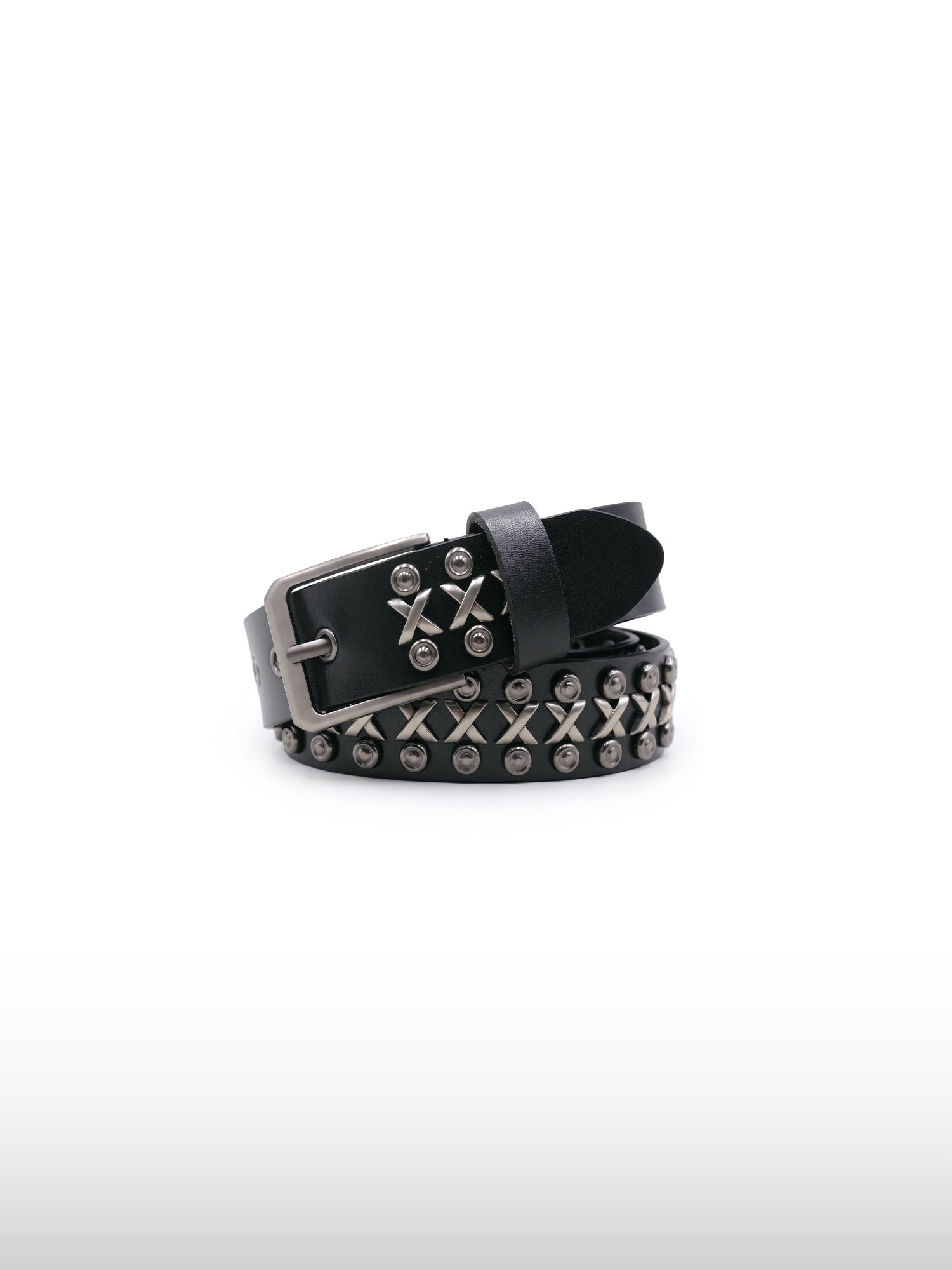 Studded Cross Leather Belt