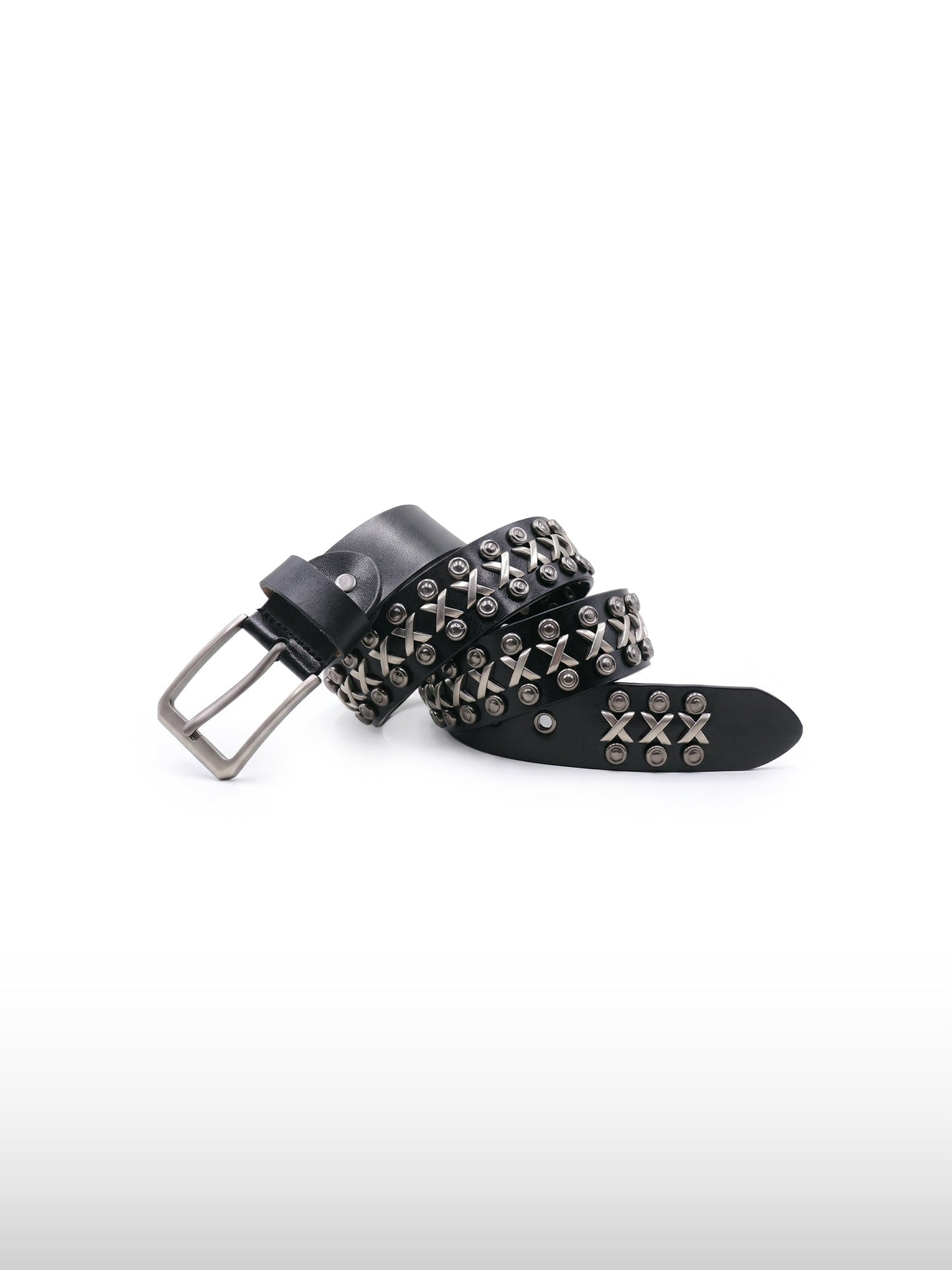 Studded Cross Leather Belt