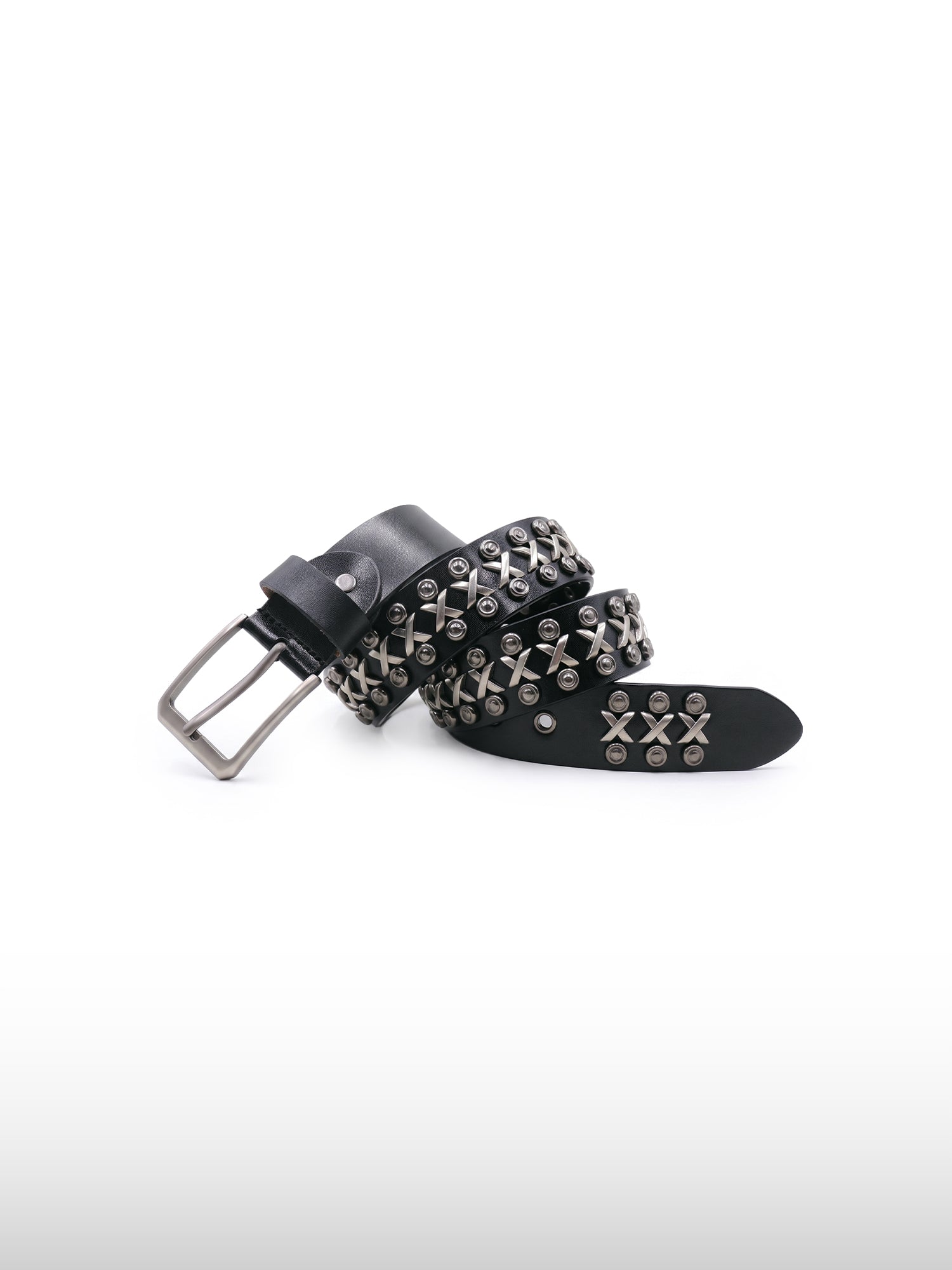 Studded Cross Leather Belt