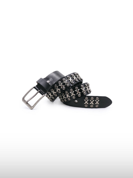 Studded Cross Leather Belt