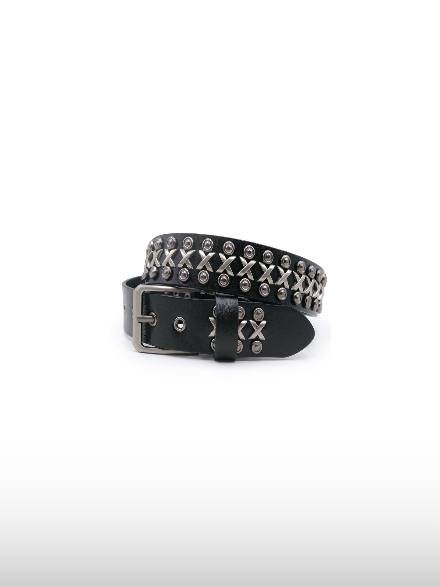 Studded Cross Leather Belt