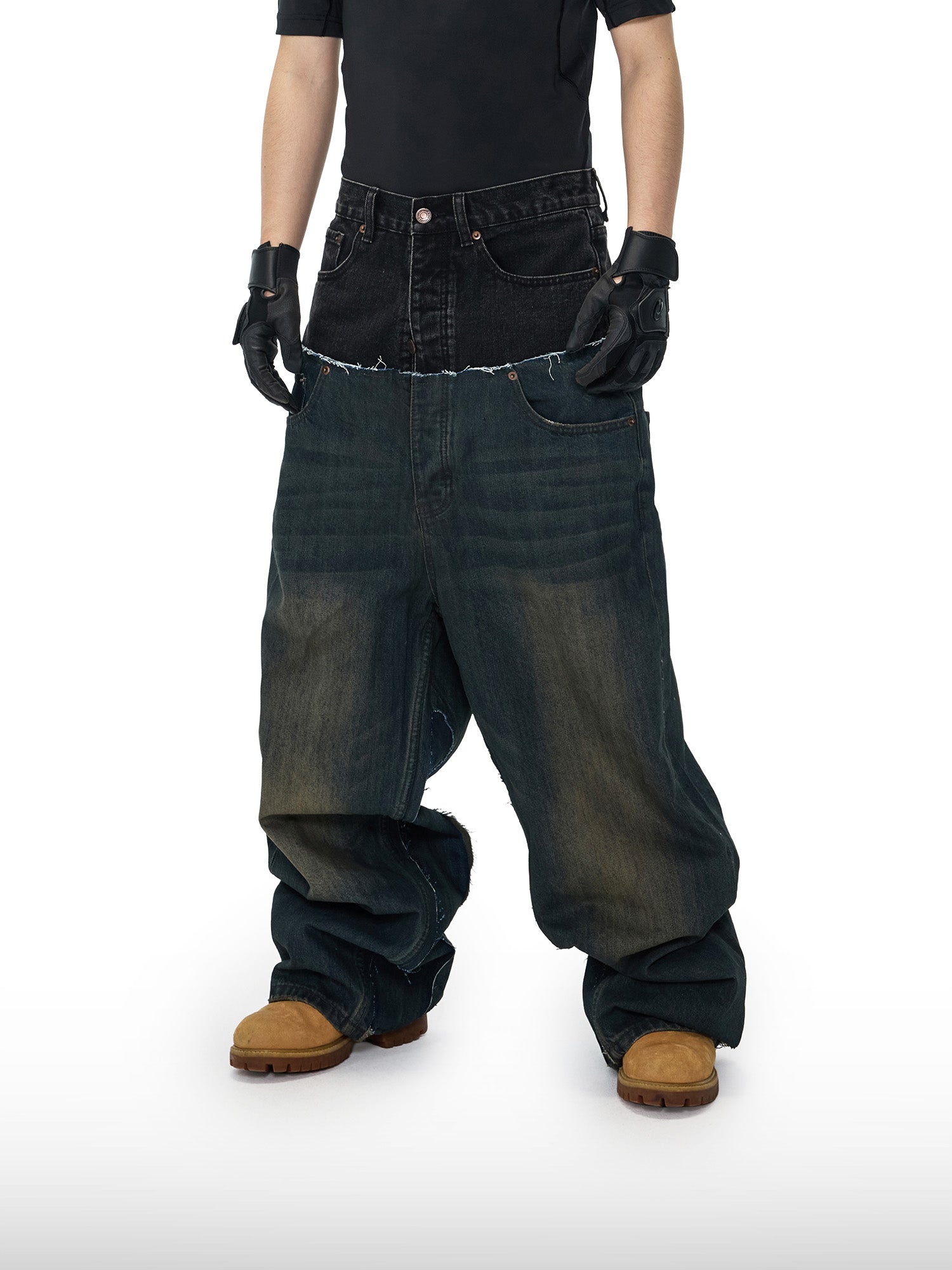 Two-Tone Wide Jeans
