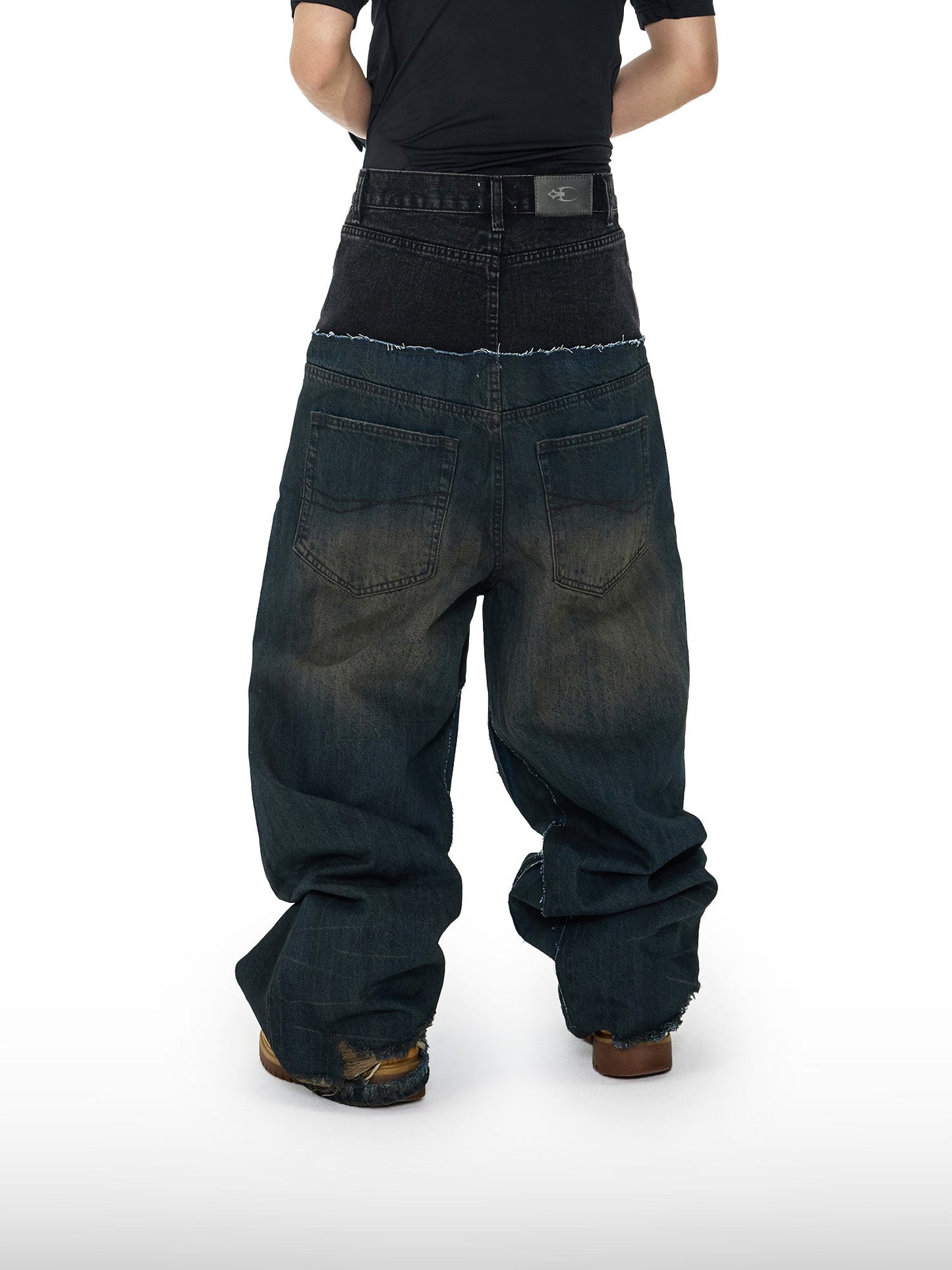 Two-Tone Wide Jeans