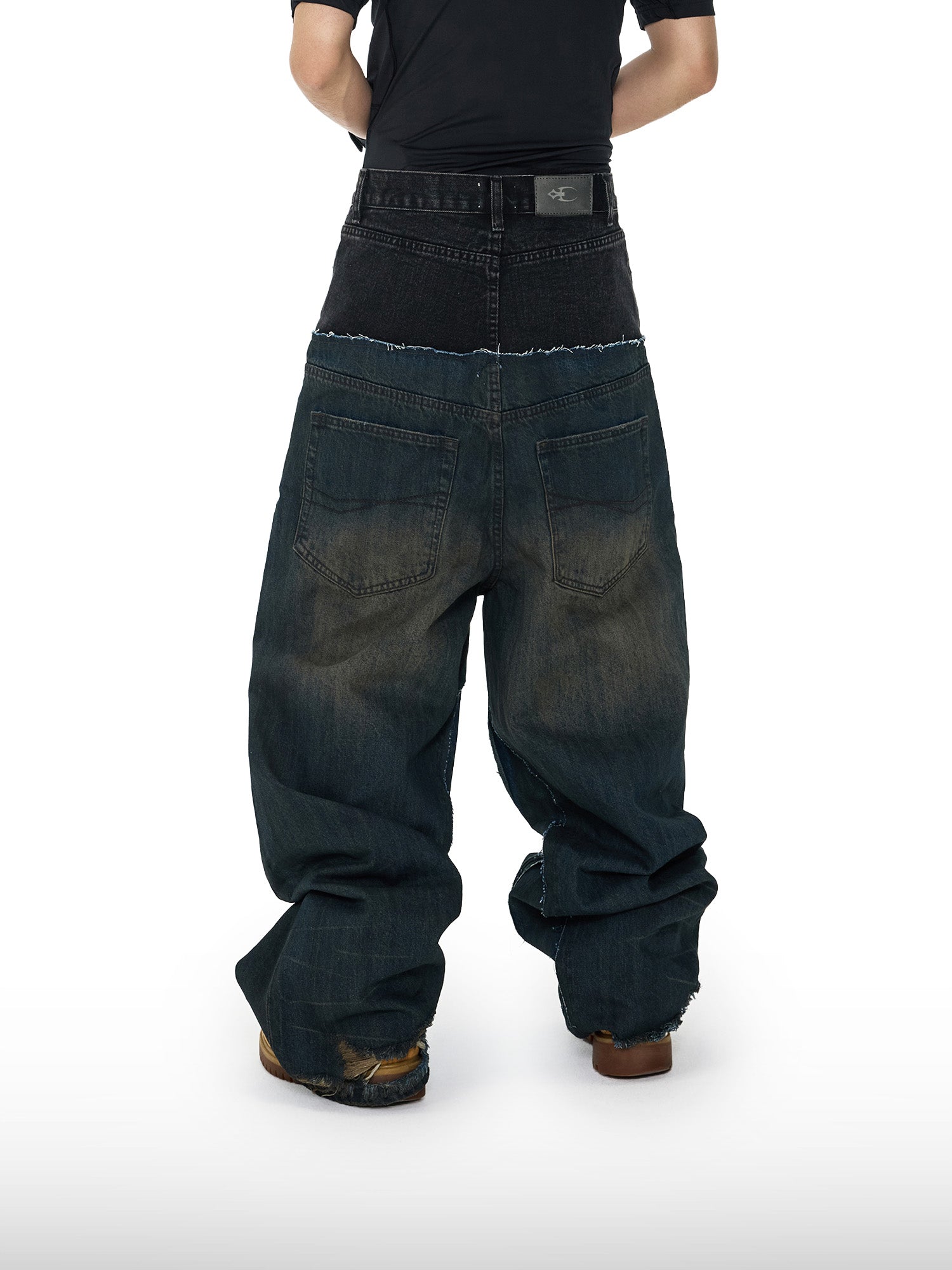 Two-Tone Wide Jeans
