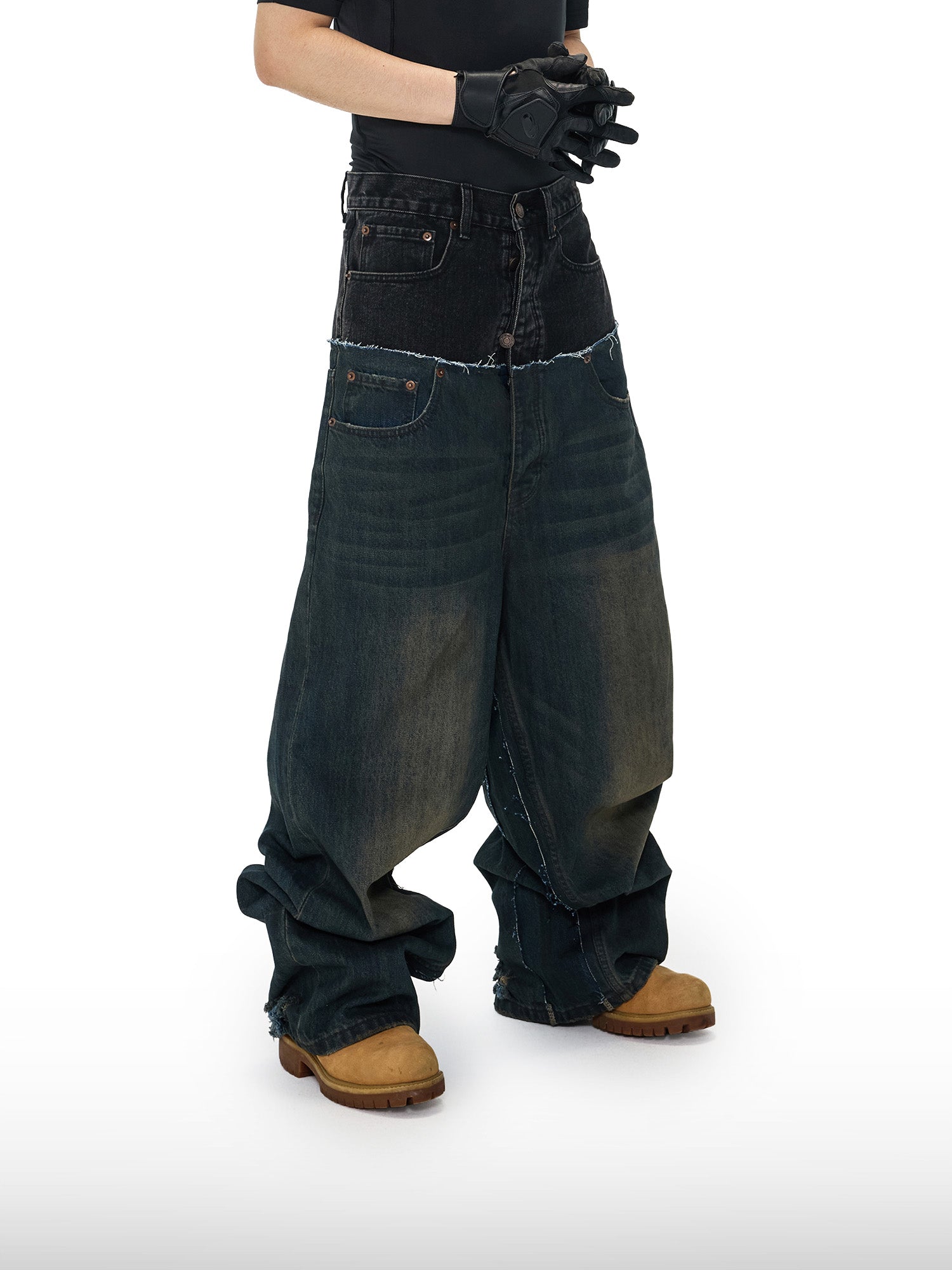 Two-Tone Wide Jeans