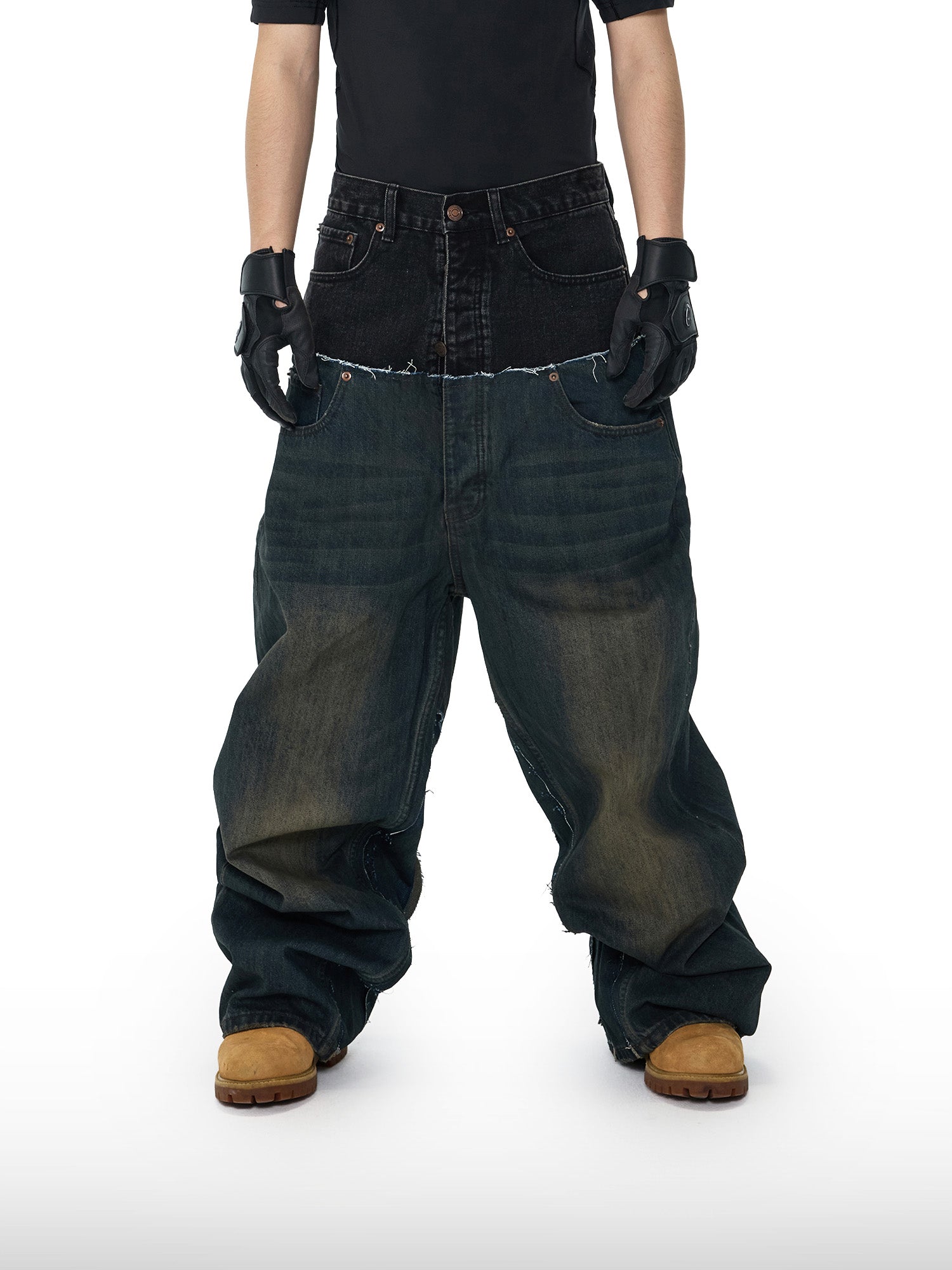 Two-Tone Wide Jeans